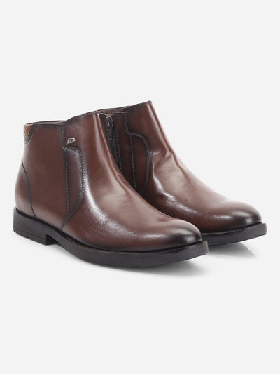 Men's Brown Round Toe Ankle Boot (ID2227)-Boots - iD Shoes