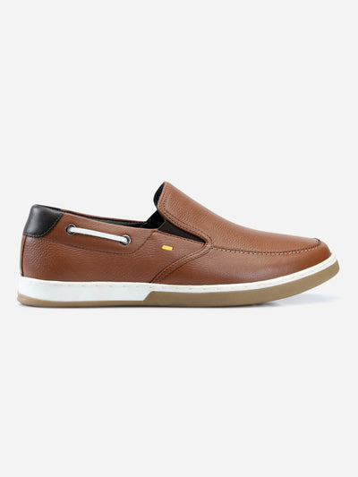 Men's Tan Plain Toe Slip On Casual (ID3035)-Casuals - iD Shoes