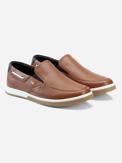 Men's Tan Plain Toe Slip On Casual (ID3035)-Casuals - iD Shoes
