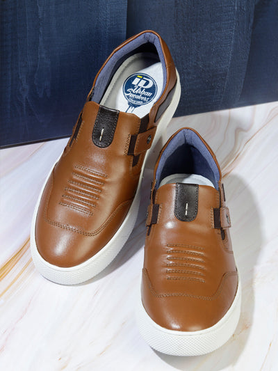 Men's Tan Slip On Sneaker (ID3050)-Sneakers - iD Shoes