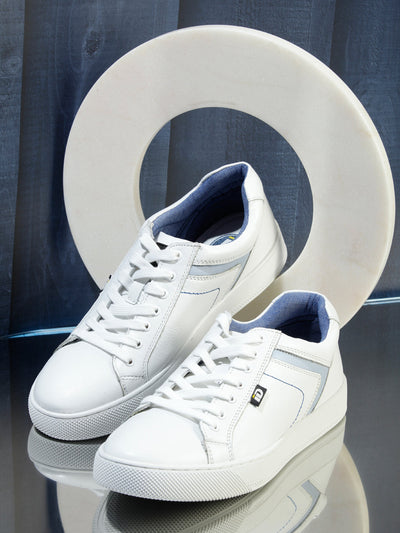Men's White Lace Up Sneaker (ID3051)-Sneakers - iD Shoes
