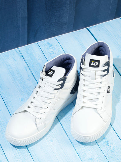 Men's White Ankle Top Lace Up Sneaker (ID3053)-Boots - iD Shoes