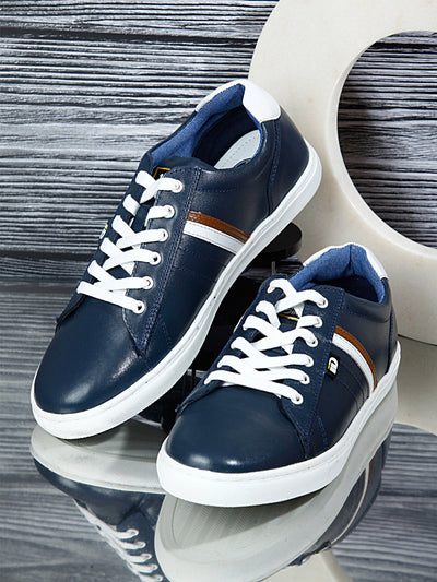 Men's Blue Lace Up Casual Sneaker (ID3056)-Sneakers - iD Shoes