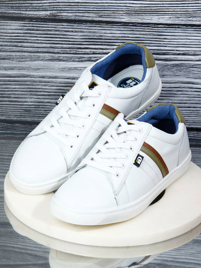 Men's White Lace Up Casual Sneaker (ID3056)-Sneakers - iD Shoes