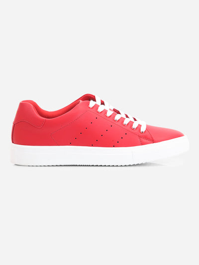 Men's Red Soft Textured Lace Up Sneaker (ID3075)-Sneakers - iD Shoes