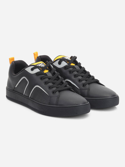 Men's Black Lace Up Smart Casual Sneaker (ID3076)-Sneakers - iD Shoes