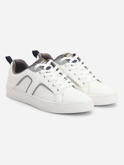 Men's White Lace Up Smart Casual Sneaker (ID3076)-Sneakers - iD Shoes