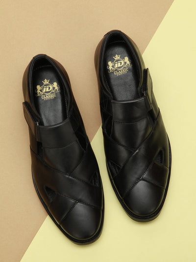 Men's Black Peshawari Formal Slip On Sandal (ID4091)-Sandals/Slippers - iD Shoes