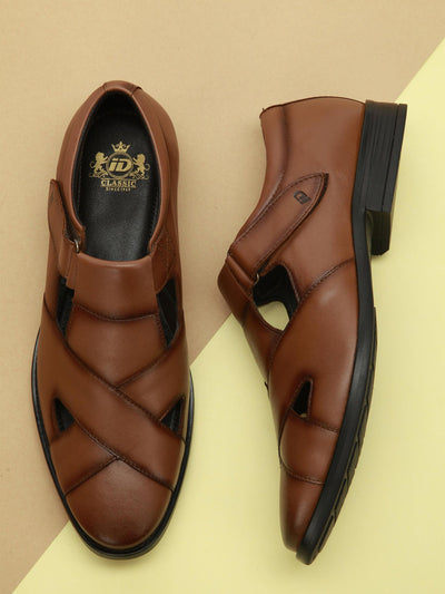 Men's Tan Peshawari Formal Slip On Sandal (ID4091)-Sandals/Slippers - iD Shoes