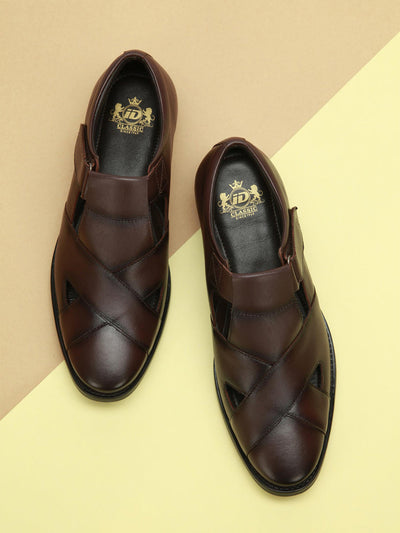 Men's Wine Peshawari Formal Slip On Sandal (ID4091)-Sandals/Slippers - iD Shoes