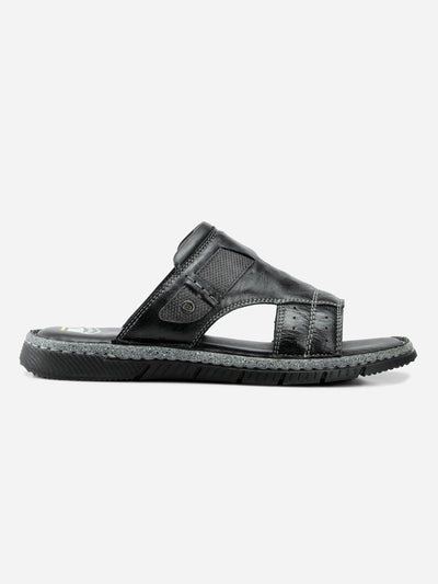 Men's Black Slip On Casual Sandal (ID4105)-Sandals/Slippers - iD Shoes