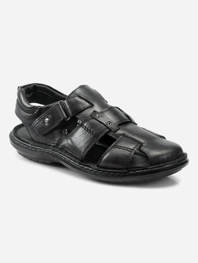 Men's Black Hurache Semi Formal Sandal (ID4118)-Sandals/Slippers - iD Shoes