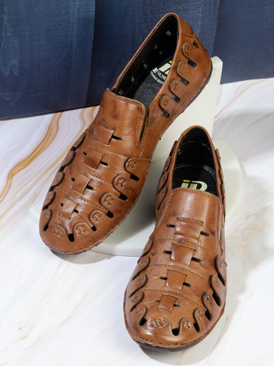 Men's Tan Ethnic Slip-On Sandal (ID4126)-Sandals/Slippers - iD Shoes