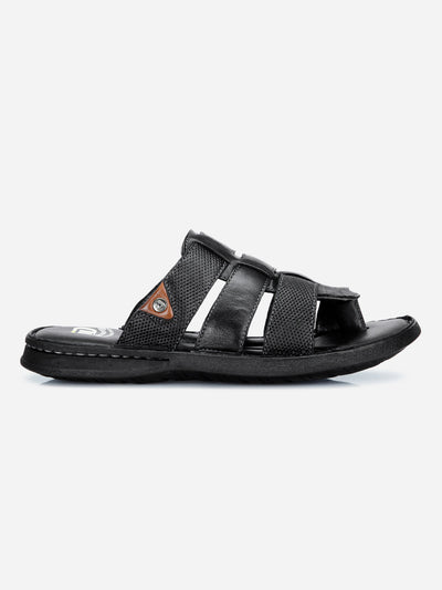 Men's Black Slip On Comfort Sandal (ID4129)-Sandals/Slippers - iD Shoes