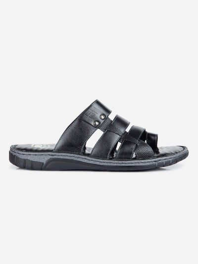 Men's Black Slip On Sandal (ID4132)-Sandals/Slippers - iD Shoes