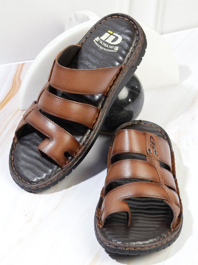 Men's Tan Slip On Sandal (ID4132)-Sandals/Slippers - iD Shoes