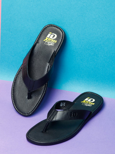 Men's Black Thong-Style Flat Casual Sandal (ID4135)-Sandals/Slippers - iD Shoes