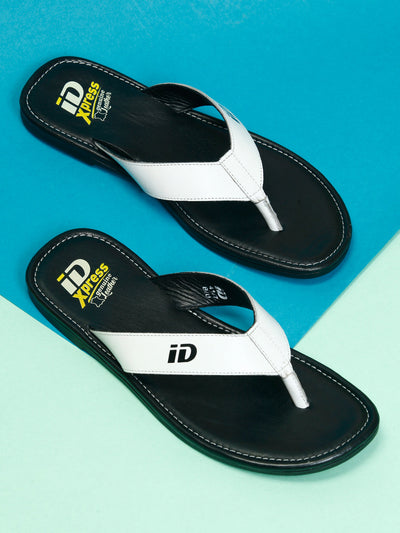 Men's White Thong-Style Flat Casual Sandal (ID4135)-Sandals/Slippers - iD Shoes
