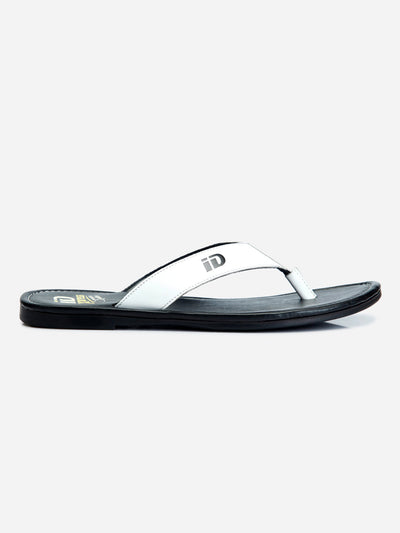 Men's White Thong-Style Flat Casual Sandal (ID4135)-Sandals/Slippers - iD Shoes