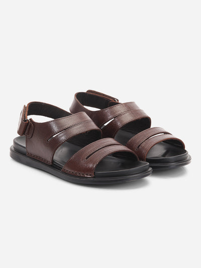 Men's Brown Soft padded Leather Sandal (ID4212)-Sandal / Slipper - iD Shoes