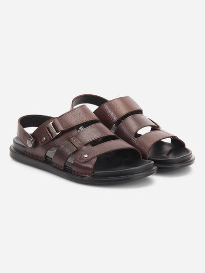 Men's Brown Leather Comfort-fit Smart Casual Sandal (ID4213)-Sandal / Slipper - iD Shoes