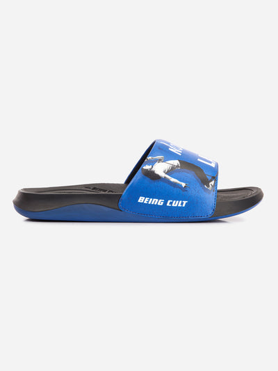 Men's Active Graphic Blue Slider (ID5204)-Sandals/Slippers - iD Shoes