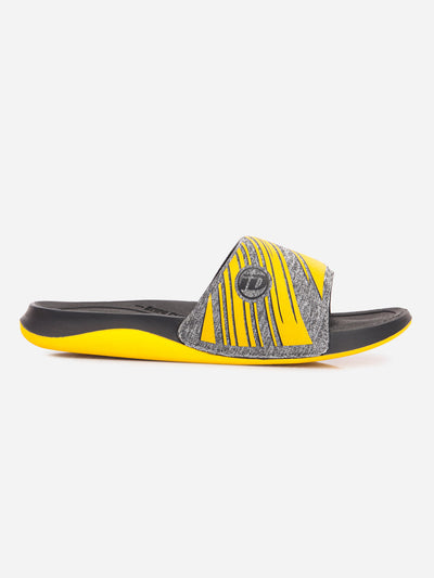 Men's Graphic Print Yellow Slider (ID5206)-Sandals/Slippers - iD Shoes