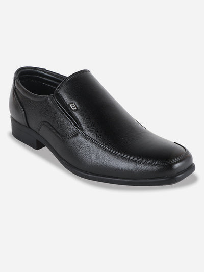 Men's Black Semi Square Toe Slip On Formal (ID6016)-Formals - iD Shoes