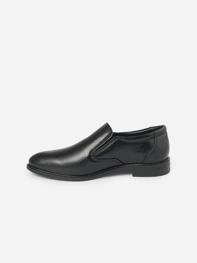 Men's Black Round Toe Slip On Formal (ID6022)-Formals - iD Shoes