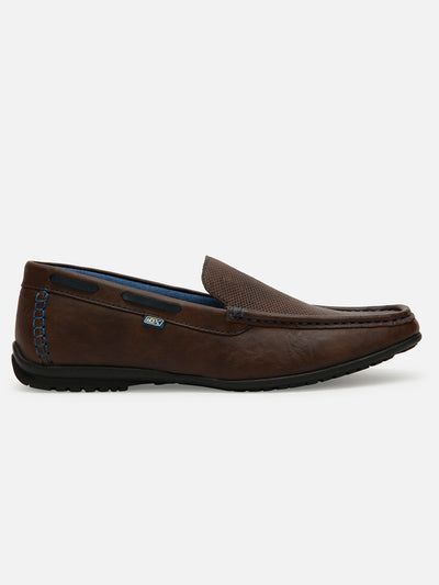 Men's Brown Moc Toe Casual Loafer (IX1014)-Loafers - iD Shoes