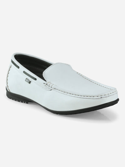 Men's White Moc Toe Casual Loafer (IX1014)-Loafers - iD Shoes