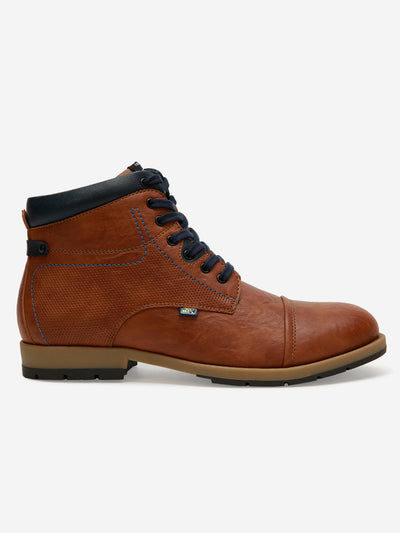 Men's Tan High Top Derby Boot (IX1021)-Boots - iD Shoes