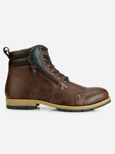 Men's Brown Round Toe High Top Boot (IX1036)-Boots - iD Shoes