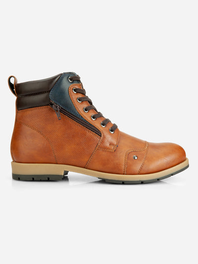 Men's Tan Round Toe High Top Boot (IX1036)-Boots - iD Shoes