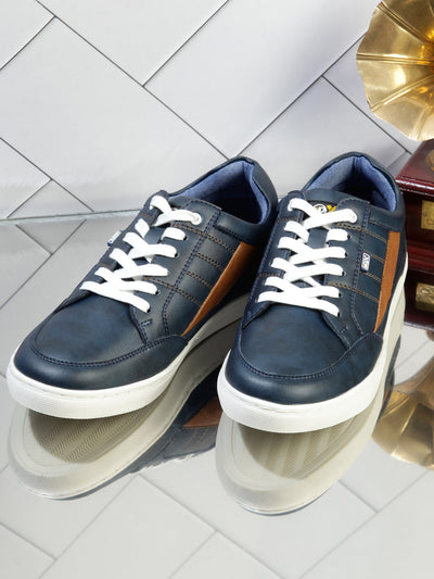 Men's Navy Lace Up Smart Casual Sneaker (IX1057)-Sneakers - iD Shoes