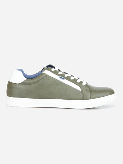 Men's Olive Lace Up Smart Casual Sneaker (IX1058)-Sneakers - iD Shoes