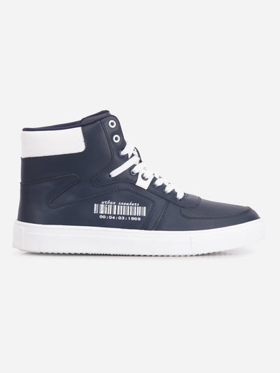 Men's Navy Ankle Top Active Graphic Sneaker (IX1063)-Sneakers - iD Shoes