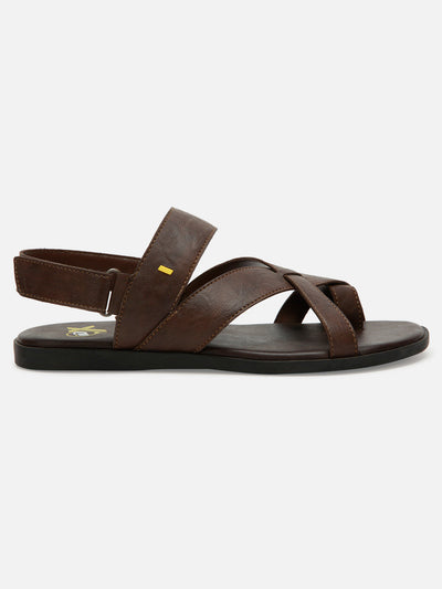 Men's Brown Cross Strap Casual Sandals (IX5002)-Sandals/Slippers - iD Shoes