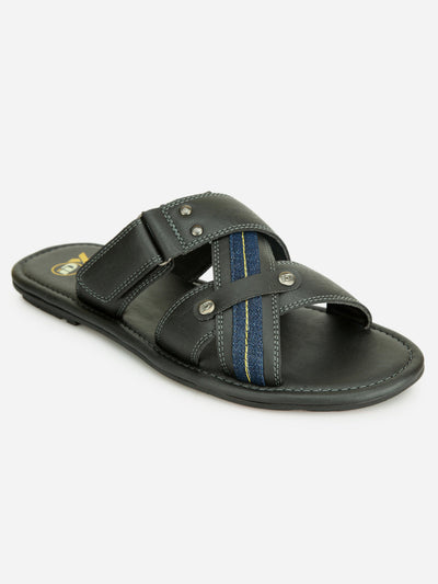 Men's Black Slip On Sandal (IX5008)-Sandals/Slippers - iD Shoes