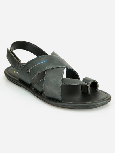Men's Black Cross Starps Casual Sandal (IX5010)-Sandals/Slippers - iD Shoes