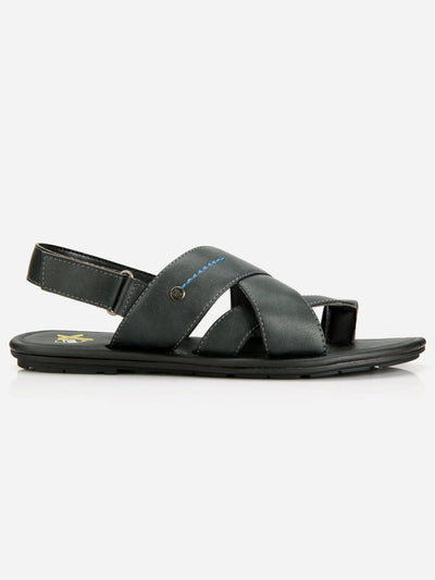 Men's Black Cross Starps Casual Sandal (IX5010)-Sandals/Slippers - iD Shoes