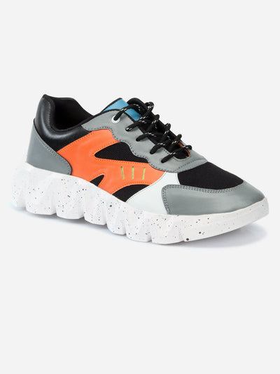 Men's Orange Lace Up Sneaker (IX7125)-Sneakers - iD Shoes
