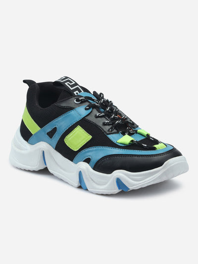 Men's Black Multicolor Lace Up Sneaker (IX7127)-Sneakers - iD Shoes