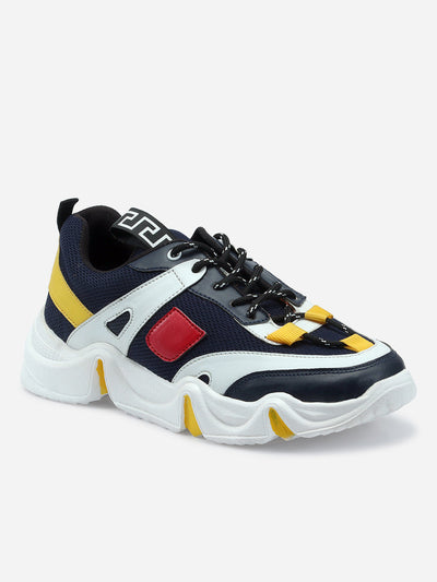 Men's Navy Multicolor Lace Up Sneaker (IX7127)-Sneakers - iD Shoes